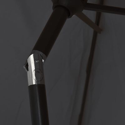 vidaXL Parasoll med LED-lys og stålstang 300 cm svart