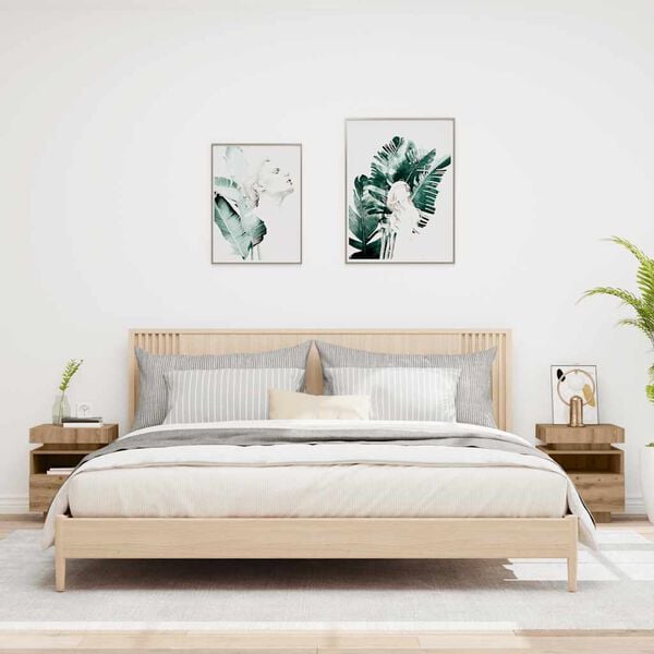 vidaXL Nattbord med LED 2 stk artisan eik 40x39x48,5 cm