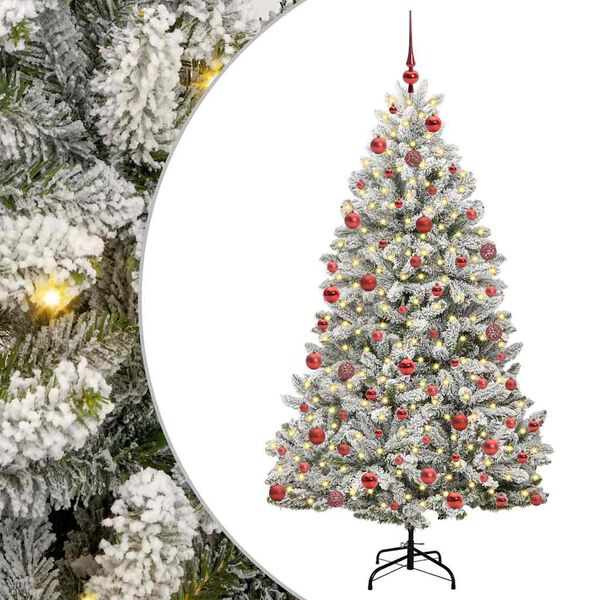 vidaXL Kunstig juletre med 300 LED Gr&oslash;nn og hvit 180 cm PVC og metall