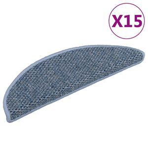 vidaXL Selvklebende trappematter sisal-utseende 15 stk 56x17x3 cm bl&aring;