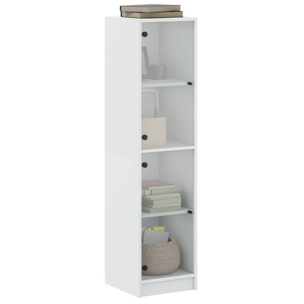 vidaXL Highboard med glassdører hvit 35x37x142 cm