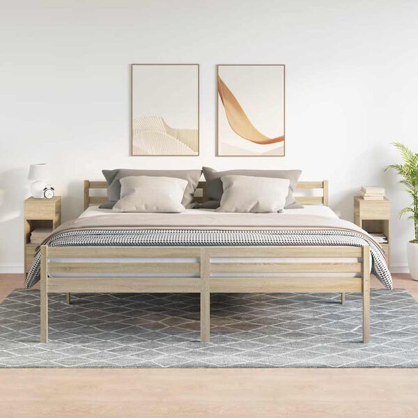 vidaXL Nattbord 2 stk med skuff sonoma eik 25x31x66 cm