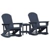 vidaXL Hage lounge sett 3 stk. Marinebl&aring; HDPE