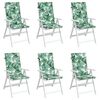 vidaXL Stolputer med høy ryggstøtte 6 stk bladmønster stoff