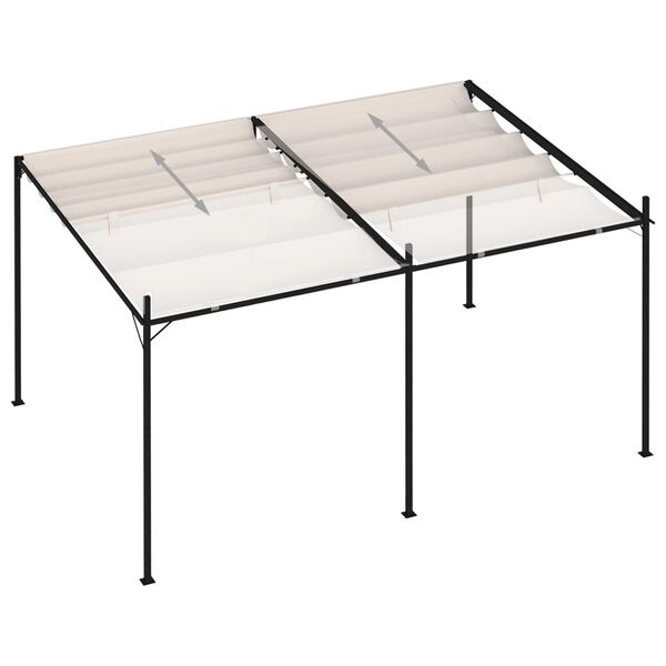 vidaXL Paviljong med uttrekkbart tak 400x300x233 cm kremhvit