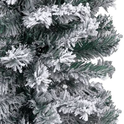 vidaXL Slankt forhåndsbelyst juletre med flokket snø grønn 120 cm PVC