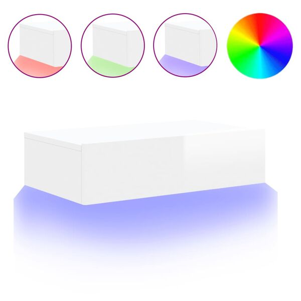 vidaXL TV-benk med LED-lys høyglans hvit 60x35x15,5 cm