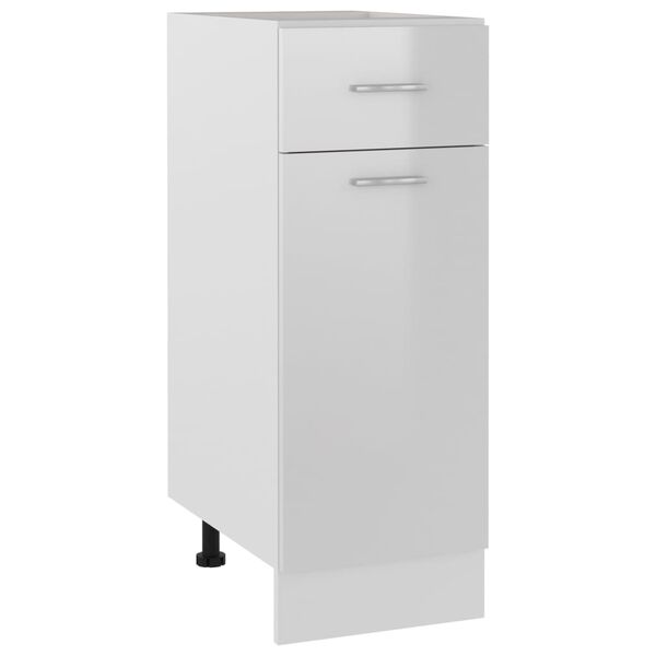 vidaXL Bunnskap med skuff "Lyon" høyglans hvit 30x46x81,5 cm