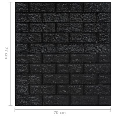 vidaXL 3D-tapet murstein selvklebende 10 stk svart