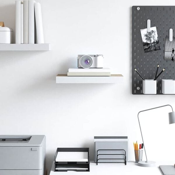 vidaXL Flytende vegghylle eik og hvit 50x23x3,8 cm MDF