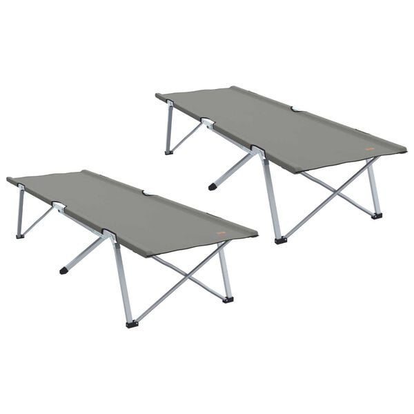 vidaXL Sammenleggbar camping seng 2 pcs Gr&aring; 194 x 62.5 x 42.5 cm