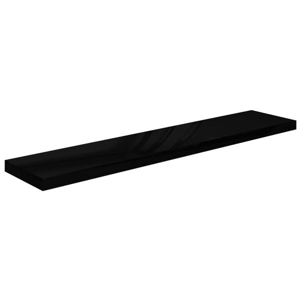 vidaXL Flytende vegghyller 2 stk h&oslash;yglans svart 120x23,5x3,8 cm MDF