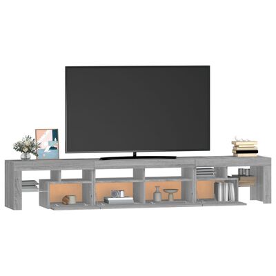 vidaXL TV-benk med LED-lys grå sonoma 230x36,5x40 cm