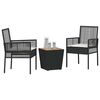 vidaXL Hage Bistro Sett 3 pcs Svart polyrotting