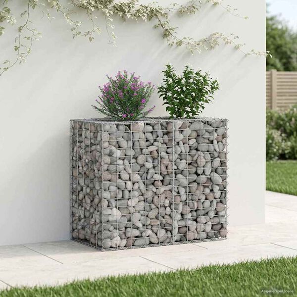 vidaXL Gabion hevet seng s&oslash;lv 90 x 50 x 80 cm Galvanisert St&aring;l