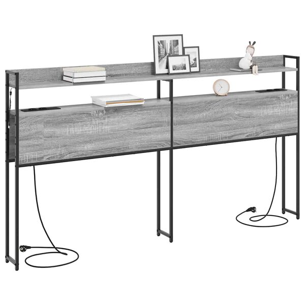 vidaXL Lagringshodegavl med hylle Gr&aring; sonoma 180 cm Konstruert tre