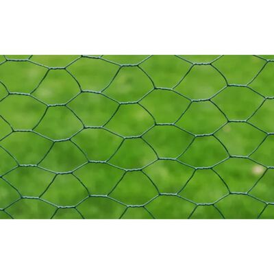 vidaXL Gjerdenetting galvanisert stål sekskantet 1x25 m mørkegrønn