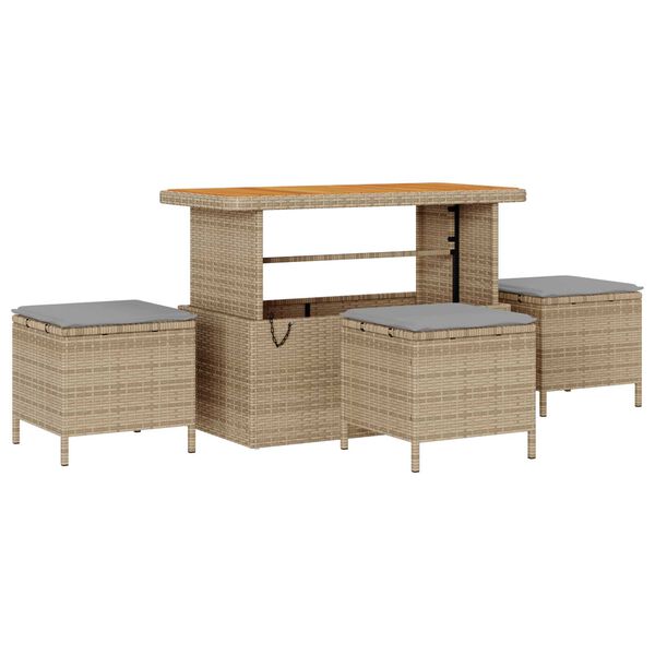 vidaXL Hage Spisegruppe Beige Poly rattan