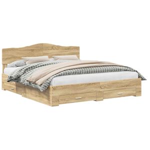 vidaXL Sengestamme med skuff Sonoma eik 200 x 200 cm Konstruert tre