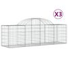 vidaXL Gabionkurver buede 3 stk 200x50x60/80 cm galvanisert jern
