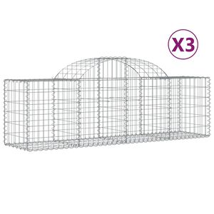 vidaXL Gabionkurver buede 3 stk 200x50x60/80 cm galvanisert jern