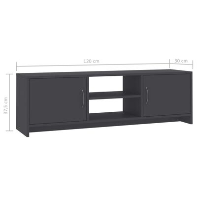 vidaXL TV-benk grå 120x30x37,5 cm sponplate