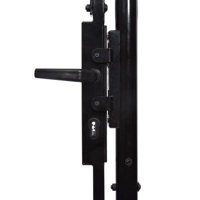 vidaXL Hageport med en dør og spisser stål 1x1,75 m svart