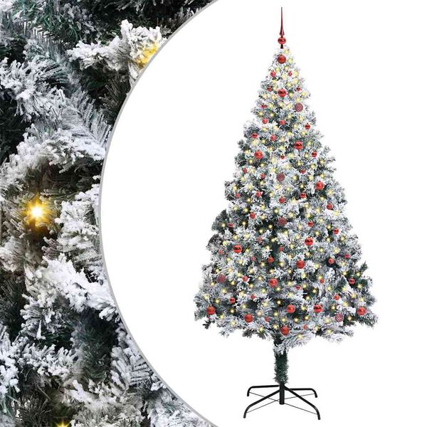 vidaXL Kunstig juletre med 300 LED Hvit 240 cm PVC og St&aring;l og Plast