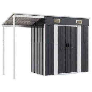 vidaXL Hageskur med utvidet tak antrasitt 277x107x181 cm st&aring;l