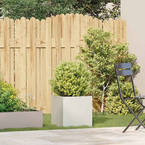 vidaXL Plantekasse hvit 40x40x40 cm kaldvalset st&aring;l