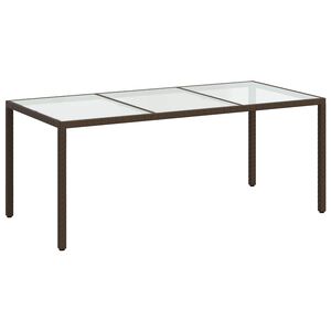 vidaXL Hagebord 190x90x75 cm herdet glass og polyrotting brun