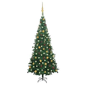 vidaXL Forh&aring;ndsbelyst kunstig juletre med kulesett L 240 cm gr&oslash;nn