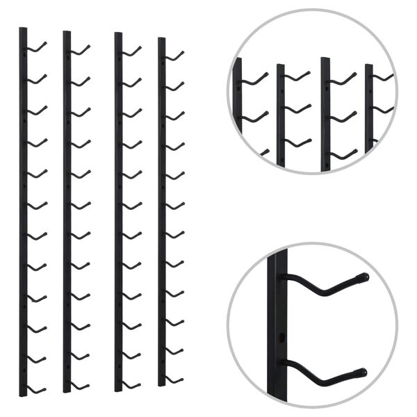 vidaXL Veggmontert vinstativ for 12 flasker 2 stk svart jern