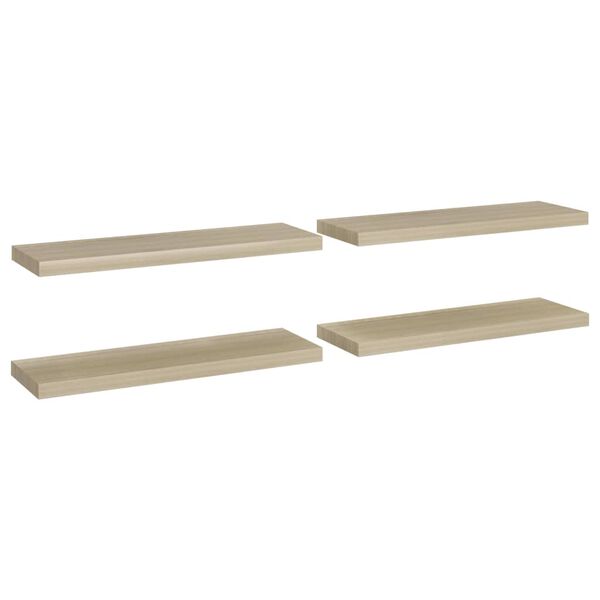 vidaXL Flytende vegghyller 4 stk eik 80x23,5x3,8 cm MDF