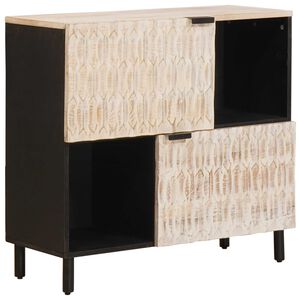 vidaXL Serviesskap Hvit Vask Finish 80 x 33 x 75 cm Massiv mango tre