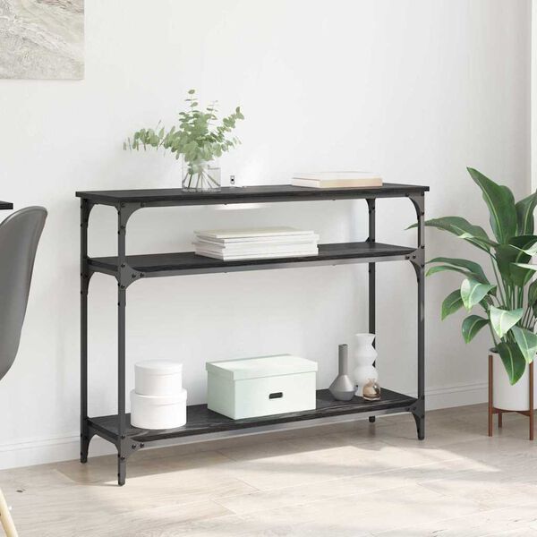 vidaXL Konsollbord med hylle Svart Eik 100 x 29 x 75 cm Konstruert tre