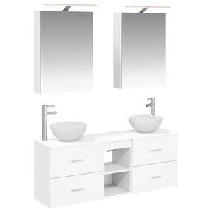 vidaXL Baderomsskapsett 5 pcs Hvit 50 x 14,5 x 70 cm Konstruert tre
