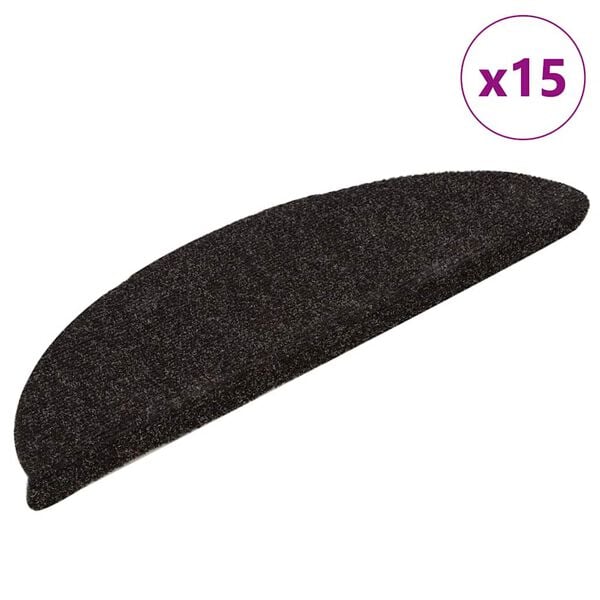 vidaXL Trappematter selvklebende 15 stk 65x21x4 cm mørkebrune halvrund store