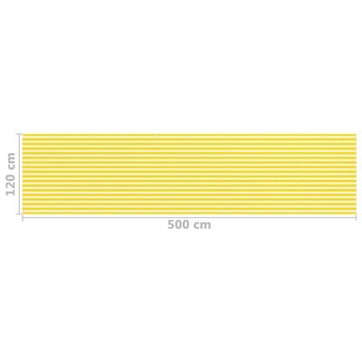 vidaXL Balkongskjerm gul og hvit 120x500 cm HDPE