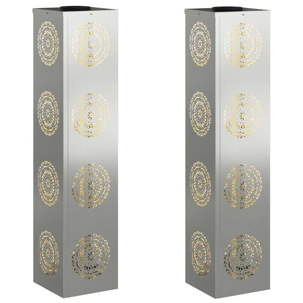 vidaXL Solenergi LED stibelys 2 pcs s&oslash;lv Galvanisert st&aring;l