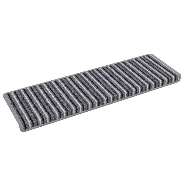 vidaXL Selvlimende trappematter Stripete 15 pcs Grå 65 x 21 x 4 cm