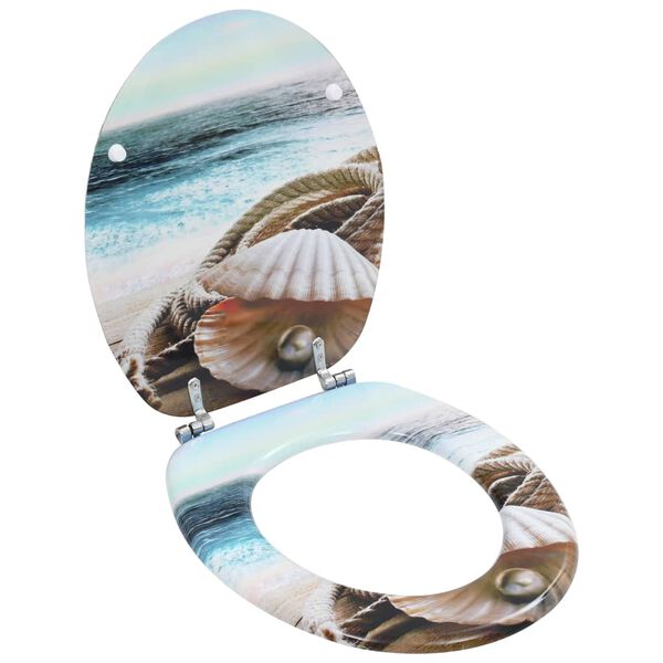 vidaXL Toalettseter 2 stk MDF sj&oslash;skjell-design