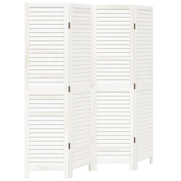 vidaXL Romdeler 4 paneler hvit heltre keisertre