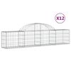 vidaXL Gabionkurver buede 12 stk 200x30x40/60 cm galvanisert jern