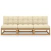 vidaXL Sofa med puter 3-seters heltre furu