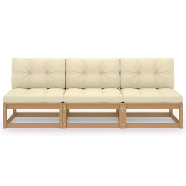vidaXL Sofa med puter 3-seters heltre furu