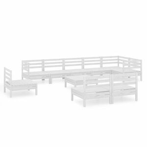 vidaXL Hagesofagruppe 10 deler hvit heltre furu