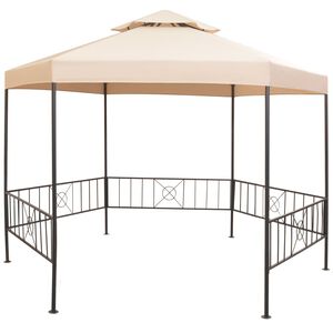 vidaXL Hagepaviljong lysthus heksagonal beige 323x265 cm