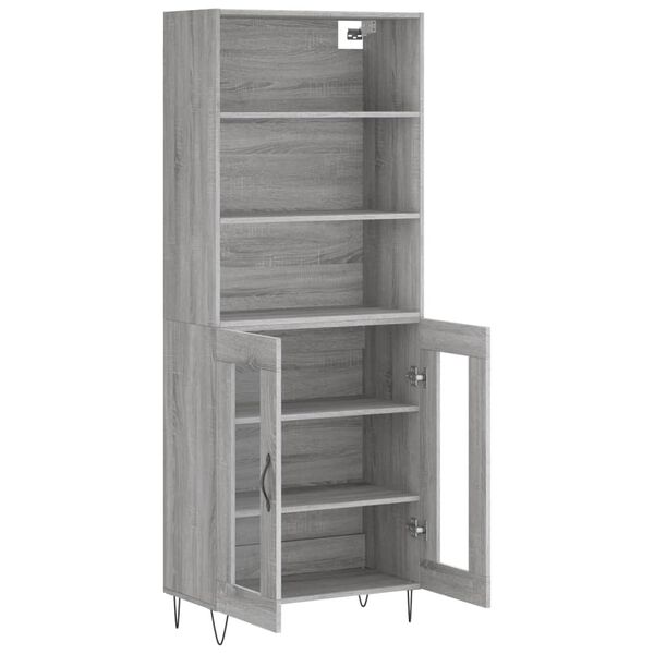 vidaXL Highboard gr&aring; sonoma 69,5x34x180 cm konstruert tre