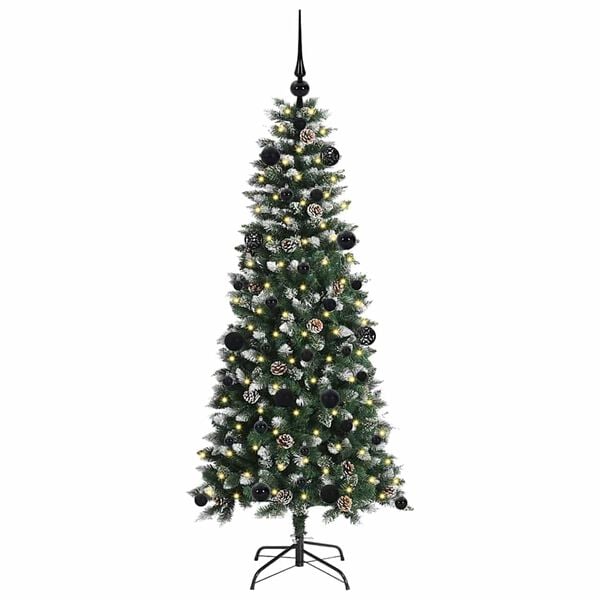 vidaXL Kunstig juletre med 150 LED gr&oslash;nn 150 cm PVC og plast og st&aring;l